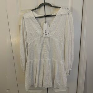 Zara white eyelet dress, size medium. Brand new with tags